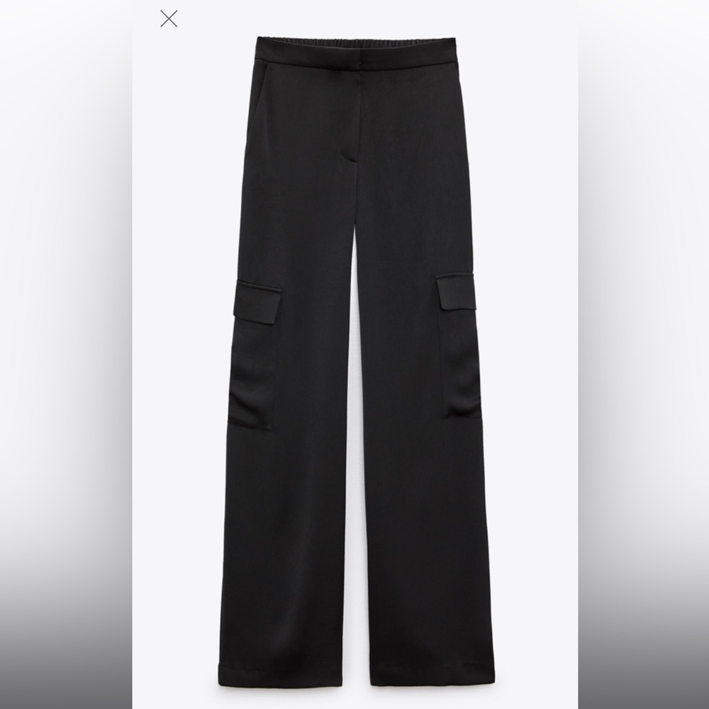Zara Black Wide-Leg Cargo Pants